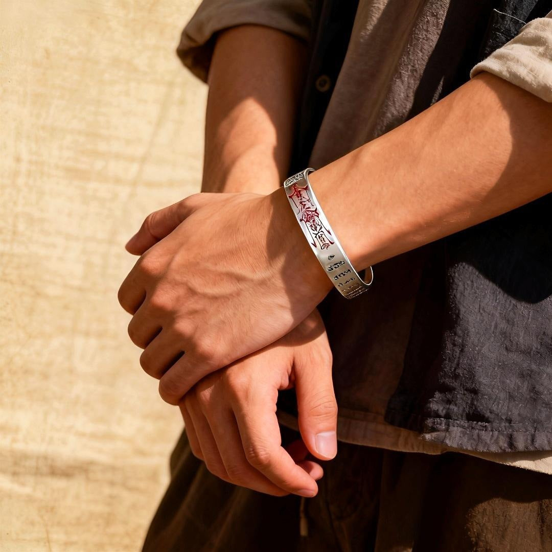 Tianpeng Incantation & God of Wealth Taoist Talisman Cuff Bracelet