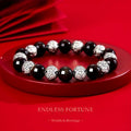 Endless Fortune Bracelet – Gold Obsidian & Fine Silver Coin Beads