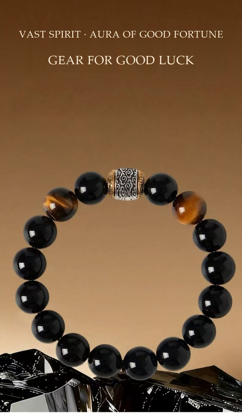 Gold and silver auspicious cloud barrel bead detail — natural cloud patterns, fortune turns