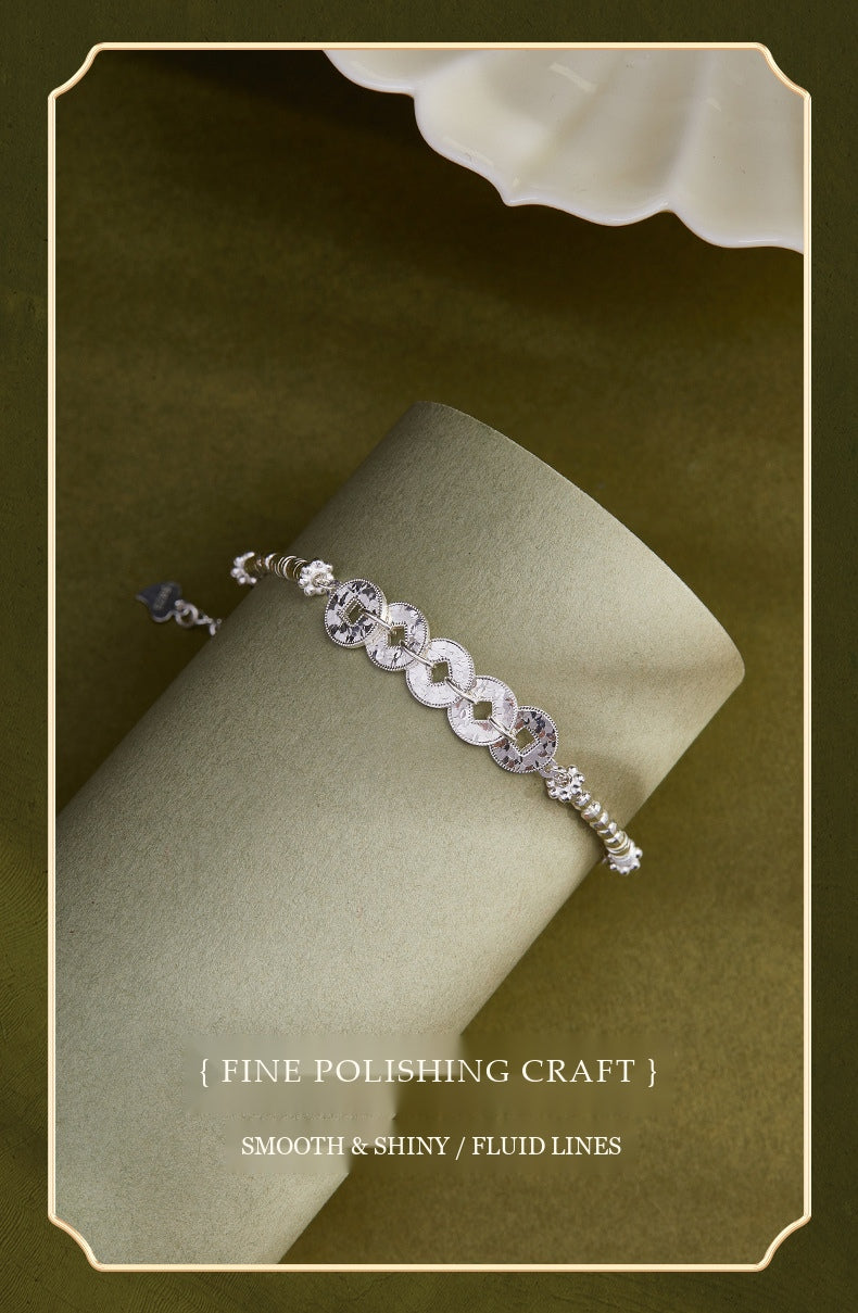 Five Emperor Coins S925 Sterling Silver Talisman Bracelet