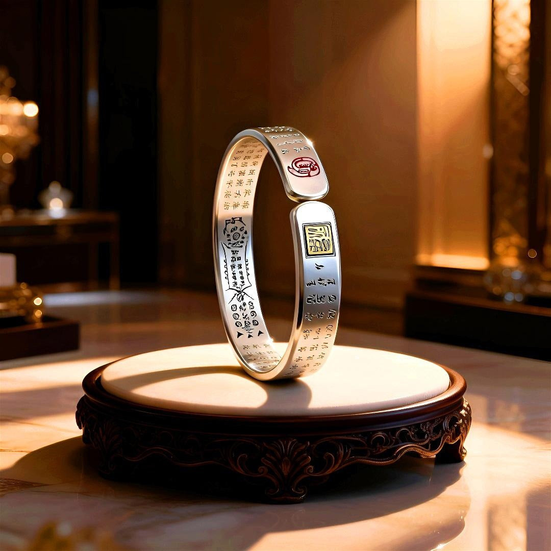 Tianpeng Incantation & God of Wealth Taoist Talisman Cuff Bracelet