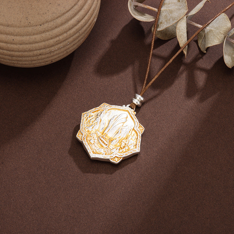 Gilded Enamel Koi Double-Sided Openwork Pendant Necklace
